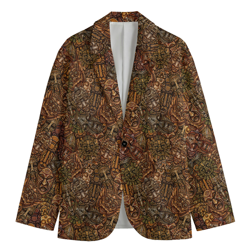African Totem Pattern Print Men's Blazer