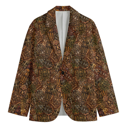 African Totem Pattern Print Men's Blazer