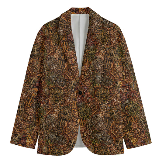 African Totem Pattern Print Men's Blazer