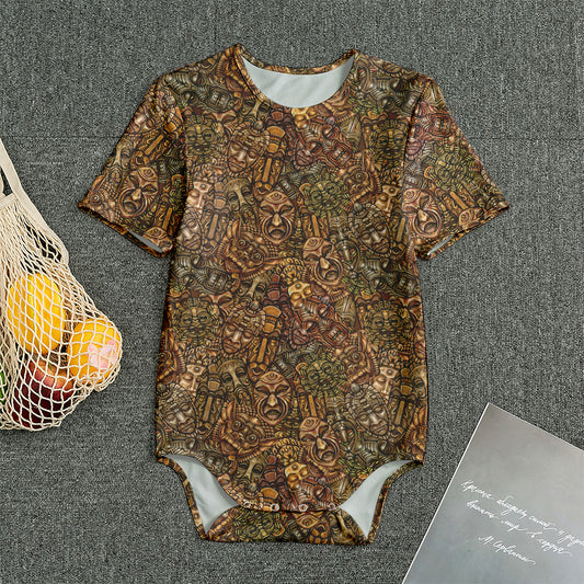 African Totem Pattern Print Men's Bodysuit