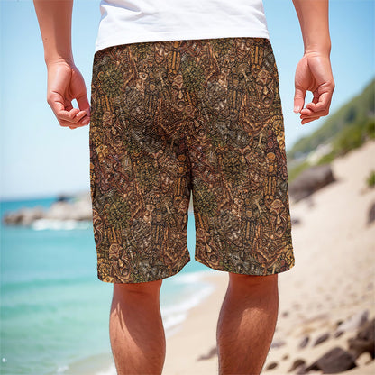 African Totem Pattern Print Men's Cargo Shorts