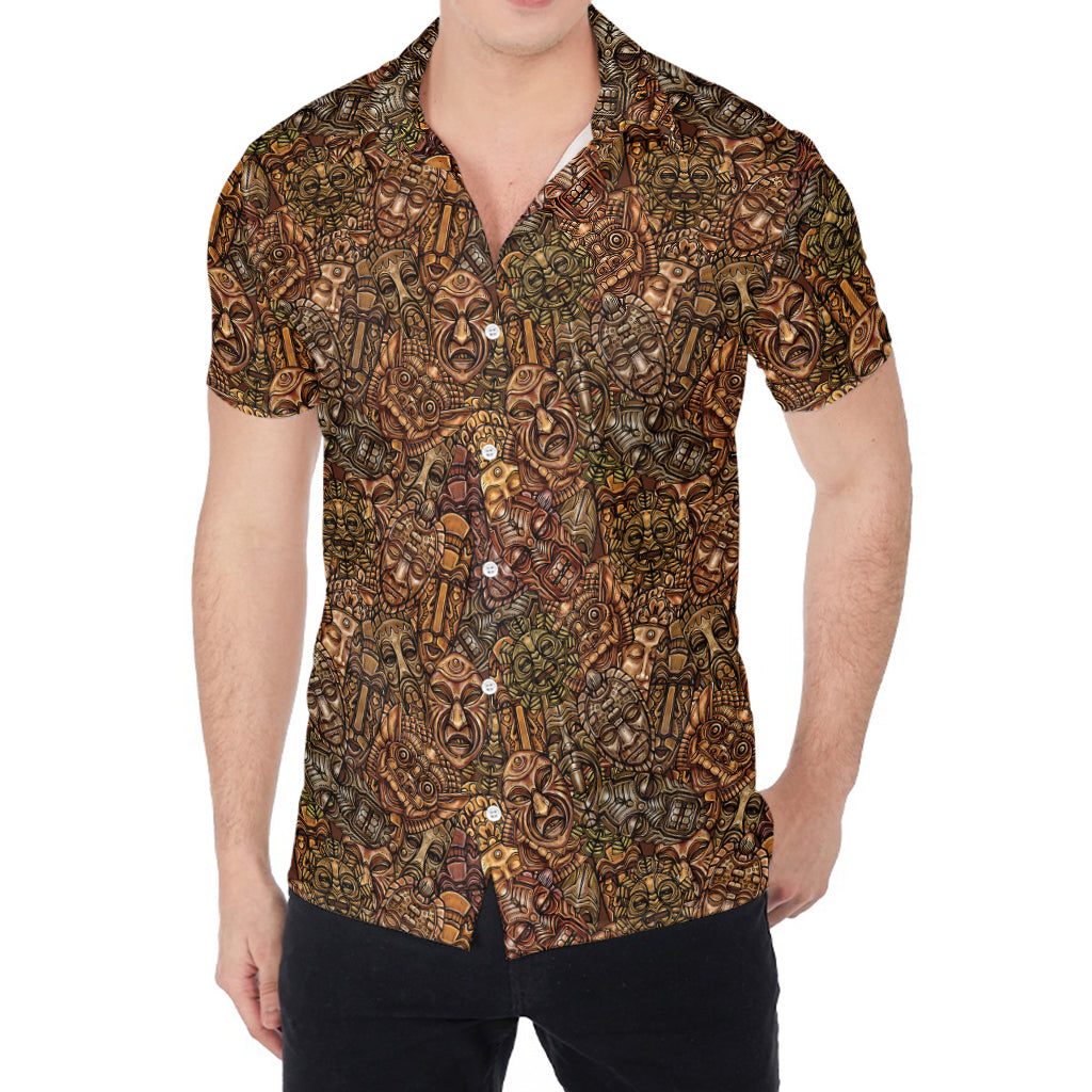 African Totem Pattern Print Men's Shirt