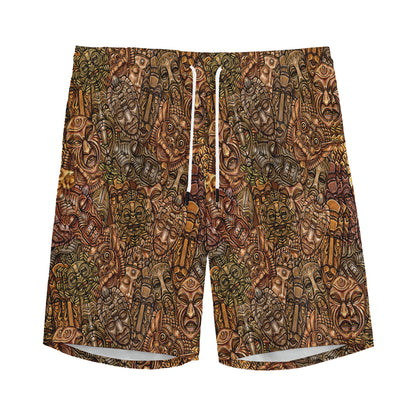 African Totem Pattern Print Men's Sports Shorts
