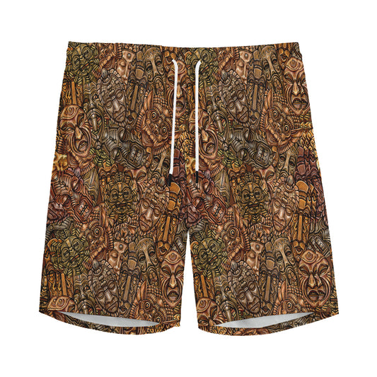African Totem Pattern Print Men's Sports Shorts