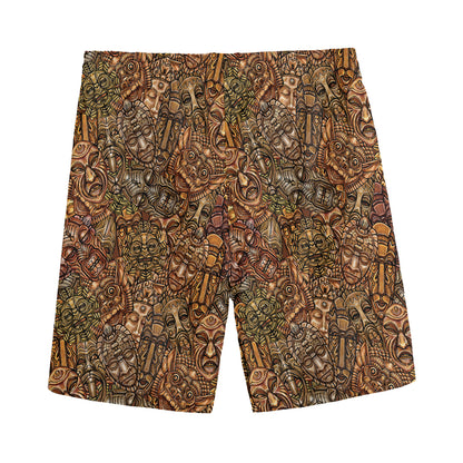 African Totem Pattern Print Men's Sports Shorts