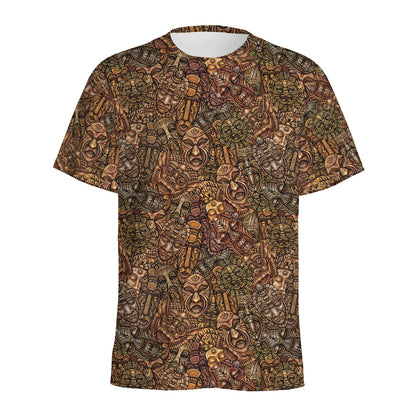 African Totem Pattern Print Men's Sports T-Shirt