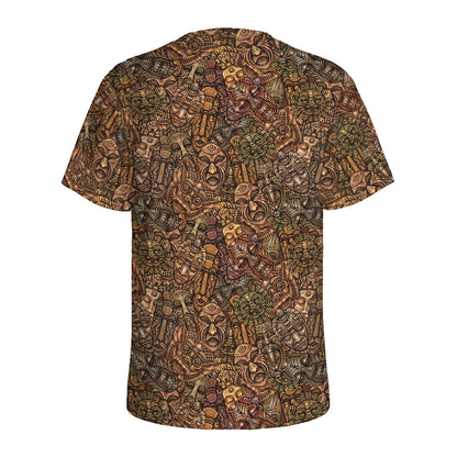 African Totem Pattern Print Men's Sports T-Shirt