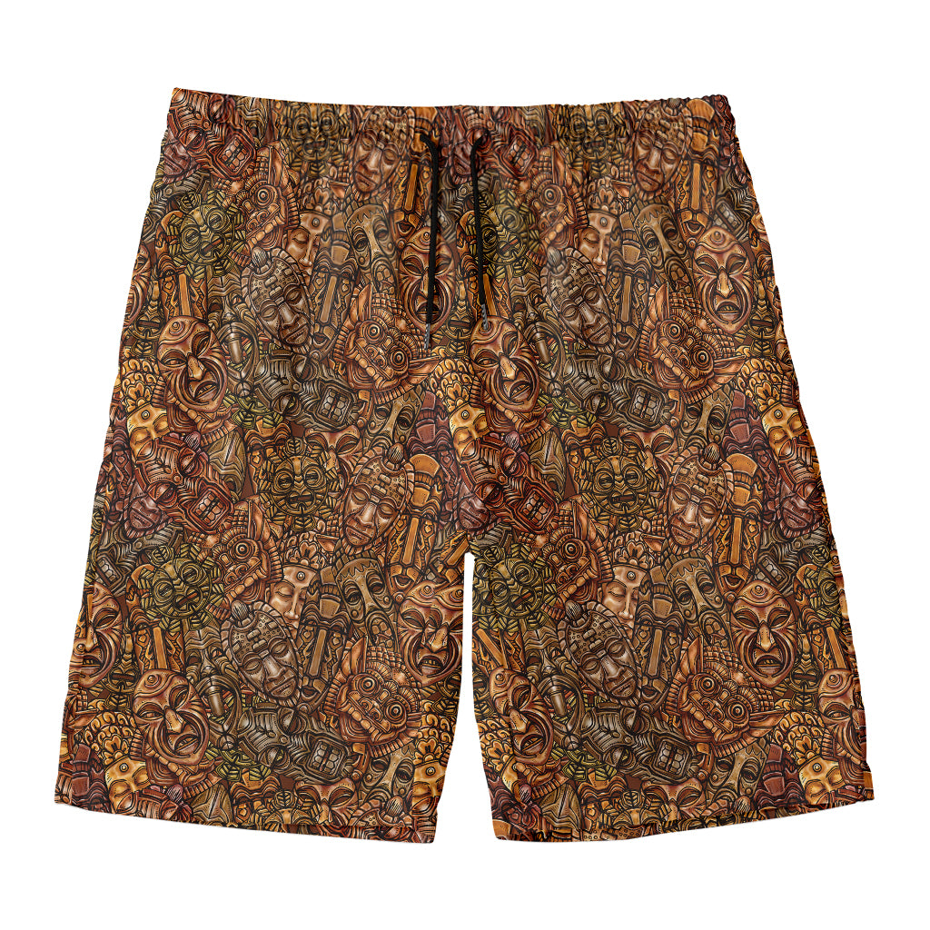 African Totem Pattern Print Men's Swim Trunks