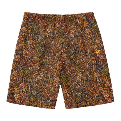 African Totem Pattern Print Men's Swim Trunks