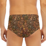 African Totem Pattern Print Men's Triangle Swim Briefs