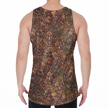 African Totem Pattern Print Men's Velvet Tank Top