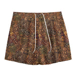 African Totem Pattern Print Mesh Shorts