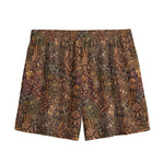 African Totem Pattern Print Mesh Shorts