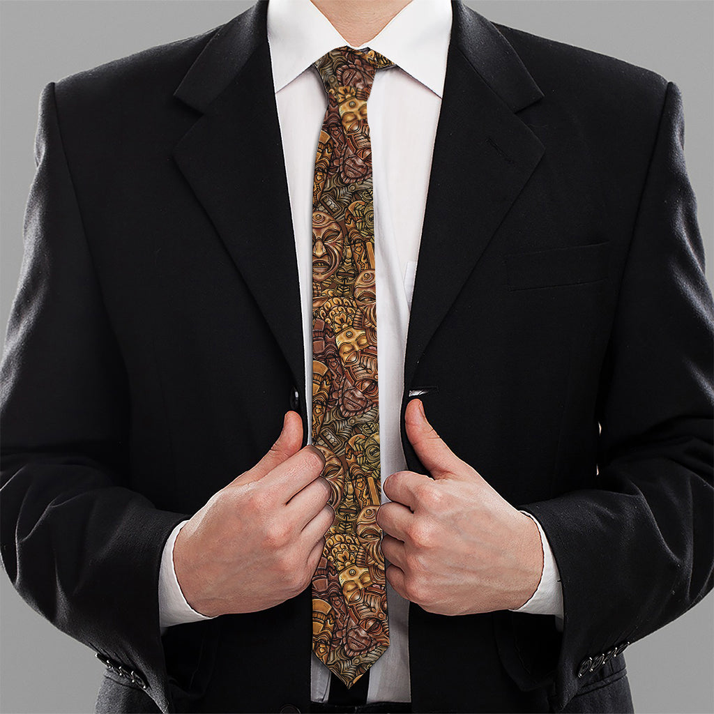 African Totem Pattern Print Necktie