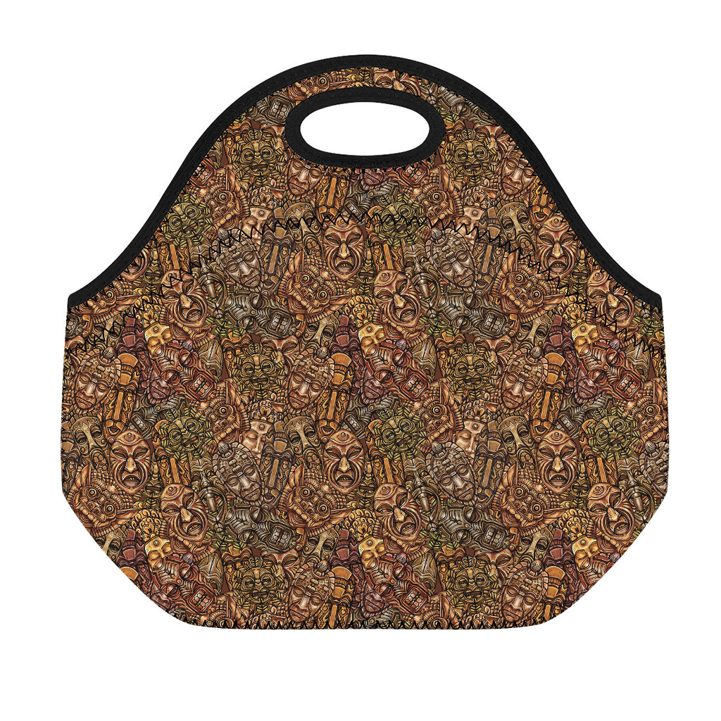 African Totem Pattern Print Neoprene Lunch Bag