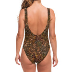 African Totem Pattern Print One Piece Swimsuit