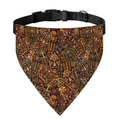 African Totem Pattern Print Over The Collar Dog Bandana
