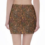 African Totem Pattern Print Pencil Mini Skirt