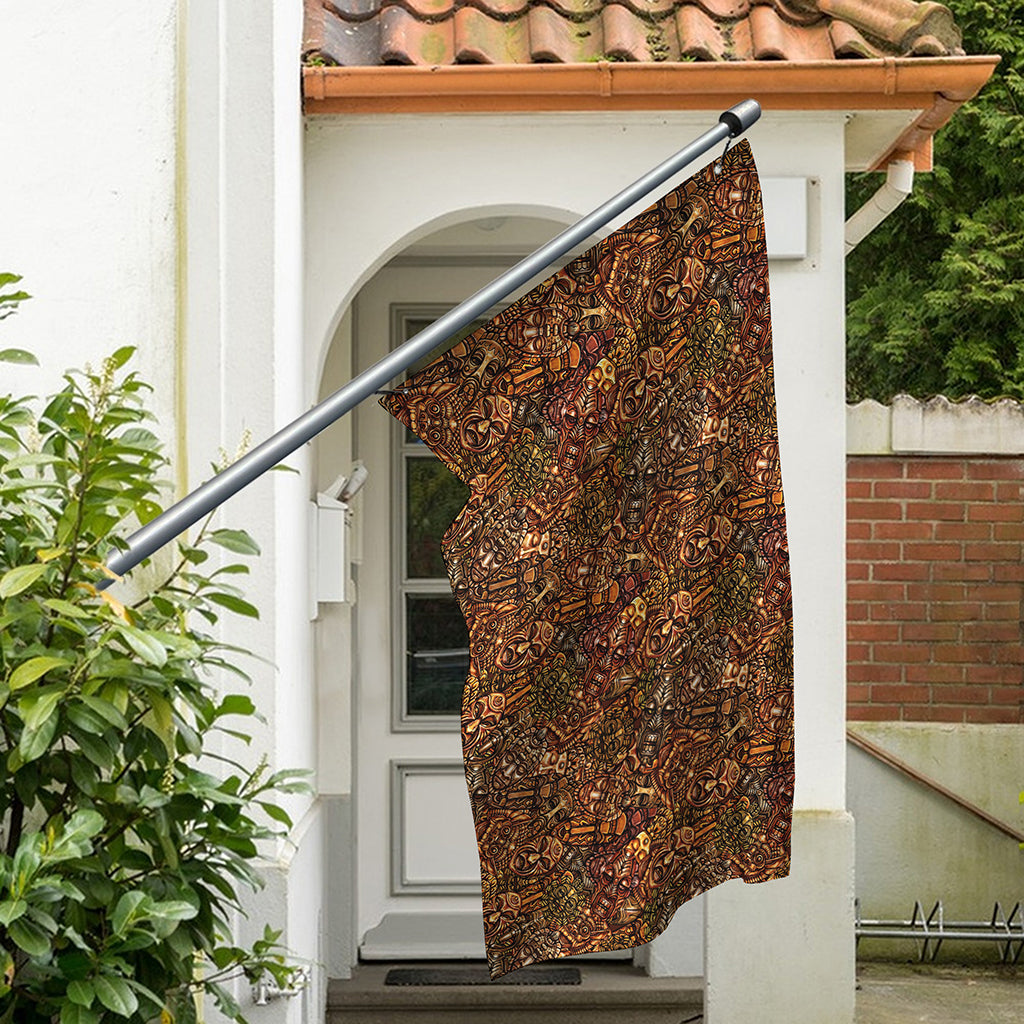 African Totem Pattern Print Polyester Flag