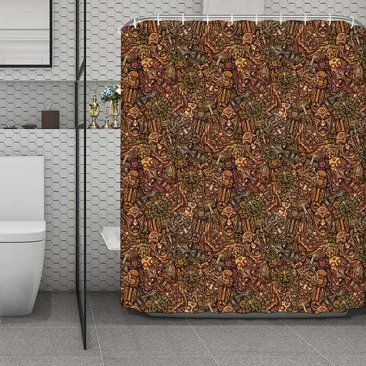 African Totem Pattern Print Polyester Shower Curtain