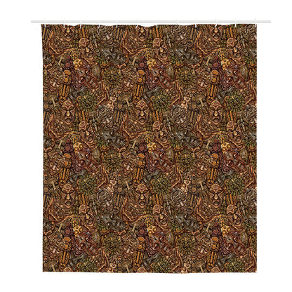 African Totem Pattern Print Polyester Shower Curtain