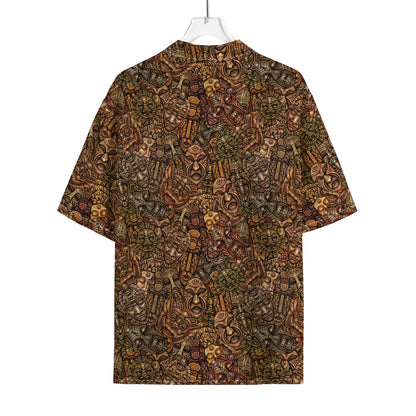African Totem Pattern Print Rayon Hawaiian Shirt