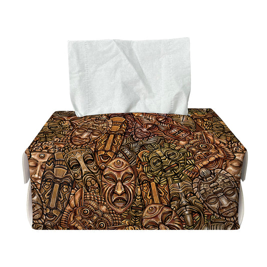 African Totem Pattern Print Rectangle Tissue Box Cover