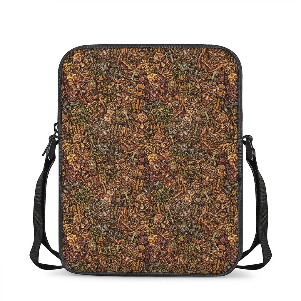African Totem Pattern Print Rectangular Crossbody Bag
