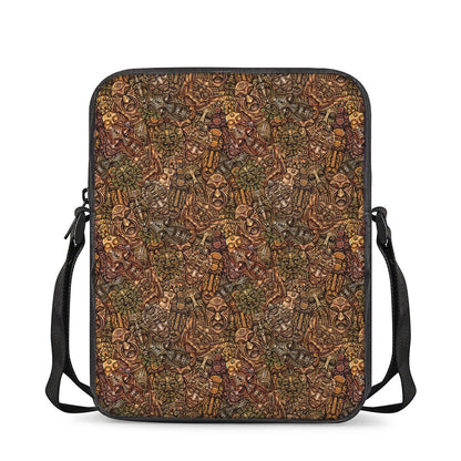 African Totem Pattern Print Rectangular Crossbody Bag