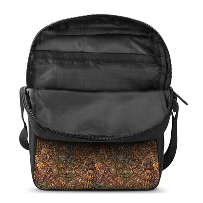 African Totem Pattern Print Rectangular Crossbody Bag