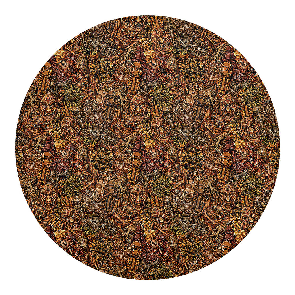 African Totem Pattern Print Round Blanket
