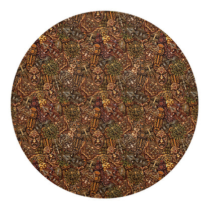 African Totem Pattern Print Round Blanket