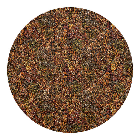 African Totem Pattern Print Round Blanket