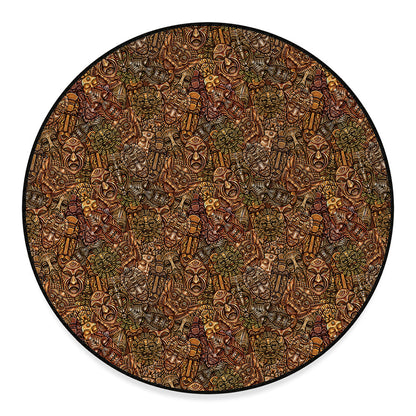 African Totem Pattern Print Round Floor Mat