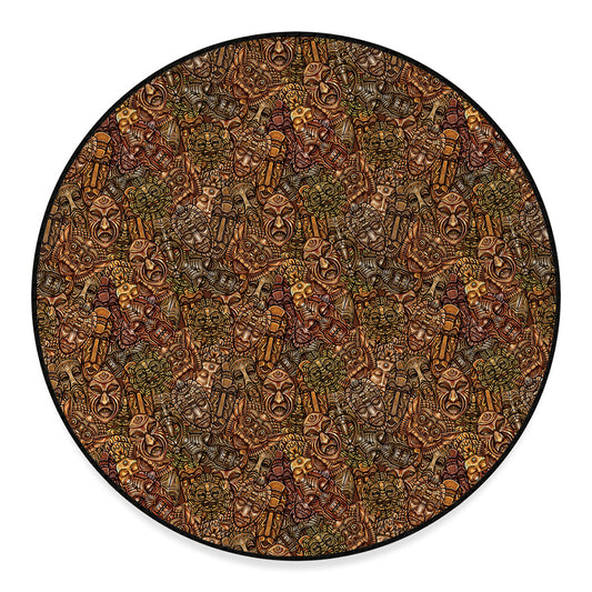 African Totem Pattern Print Round Floor Mat