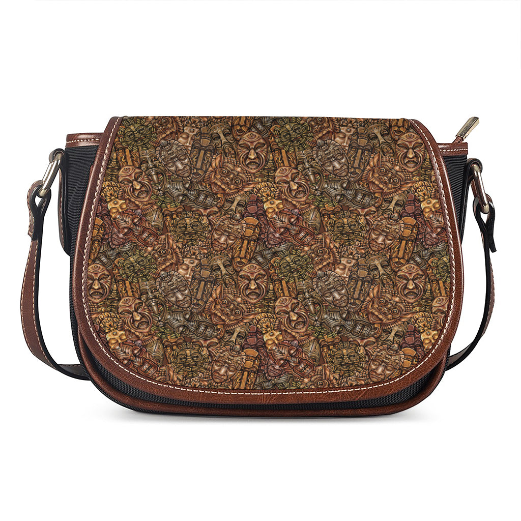 African Totem Pattern Print Saddle Bag