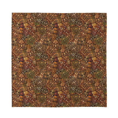 African Totem Pattern Print Silk Bandana