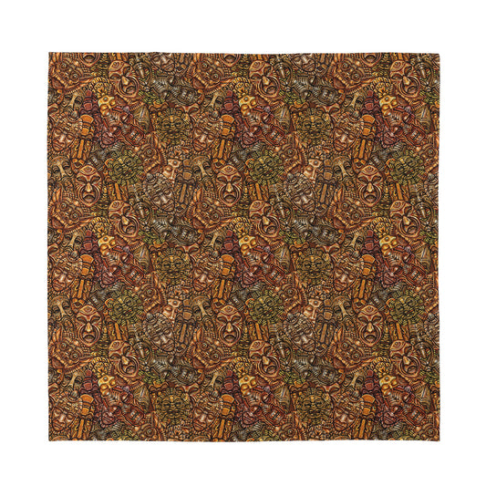 African Totem Pattern Print Silk Bandana