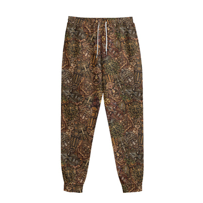African Totem Pattern Print Sweatpants
