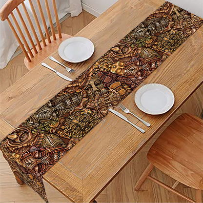 African Totem Pattern Print Table Runner