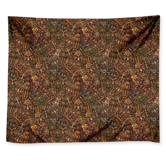 African Totem Pattern Print Tapestry