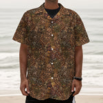 African Totem Pattern Print Textured Short Sleeve Shirt