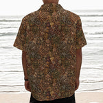African Totem Pattern Print Textured Short Sleeve Shirt