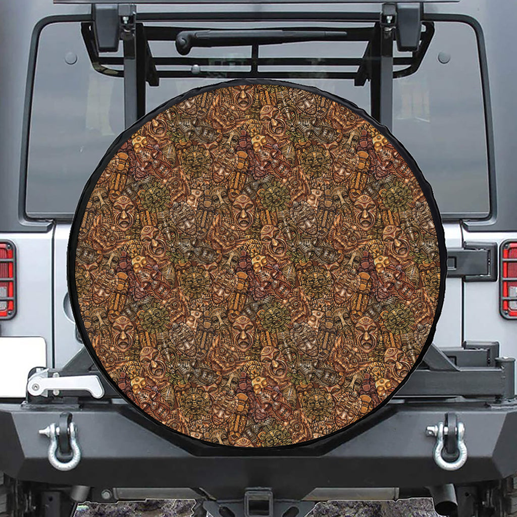 African Totem Pattern Print Tire Cover