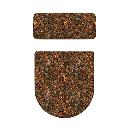 African Totem Pattern Print Toilet Lid And Tank Cover Set