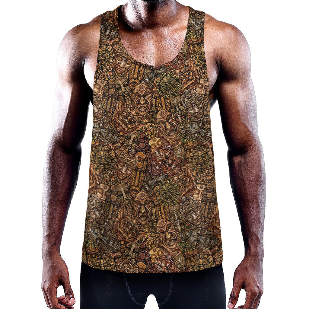 African Totem Pattern Print Training Tank Top