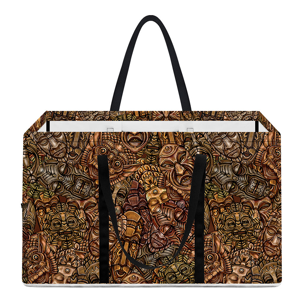 African Totem Pattern Print Utility Tote Bag