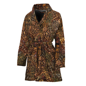 African Totem Pattern Print Women's Bathrobe