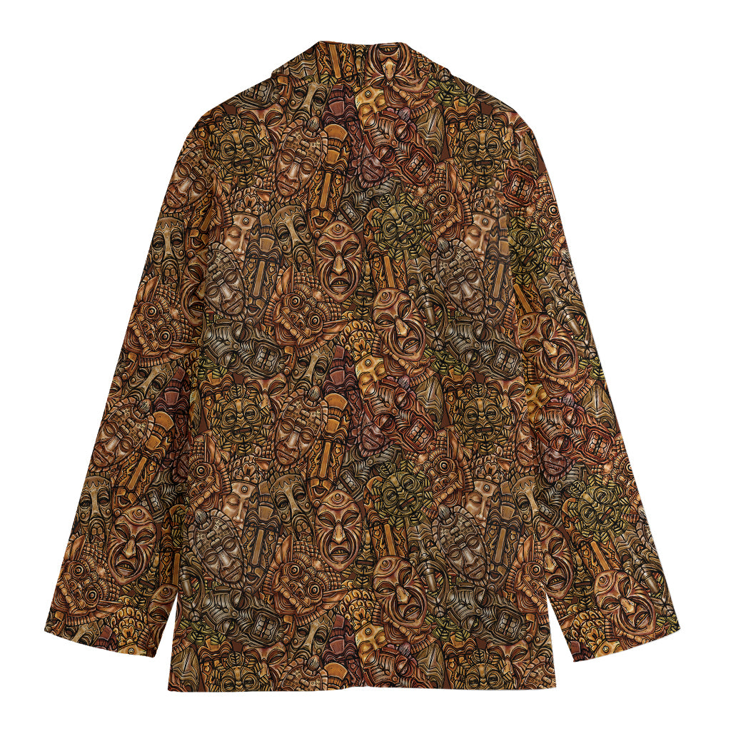 African Totem Pattern Print Women's Cotton Blazer