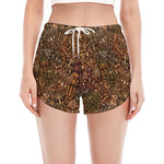 African Totem Pattern Print Women's Split Running Shorts